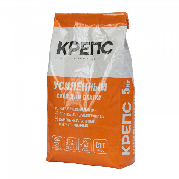 Клей для плитки Крепс Усиленный С1 Т 5 кг